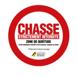 Panneau Chasse strictement interdite - Zone de quiétude - Forex 20x30cm/30x40cm/40x60cm - Visuel rond