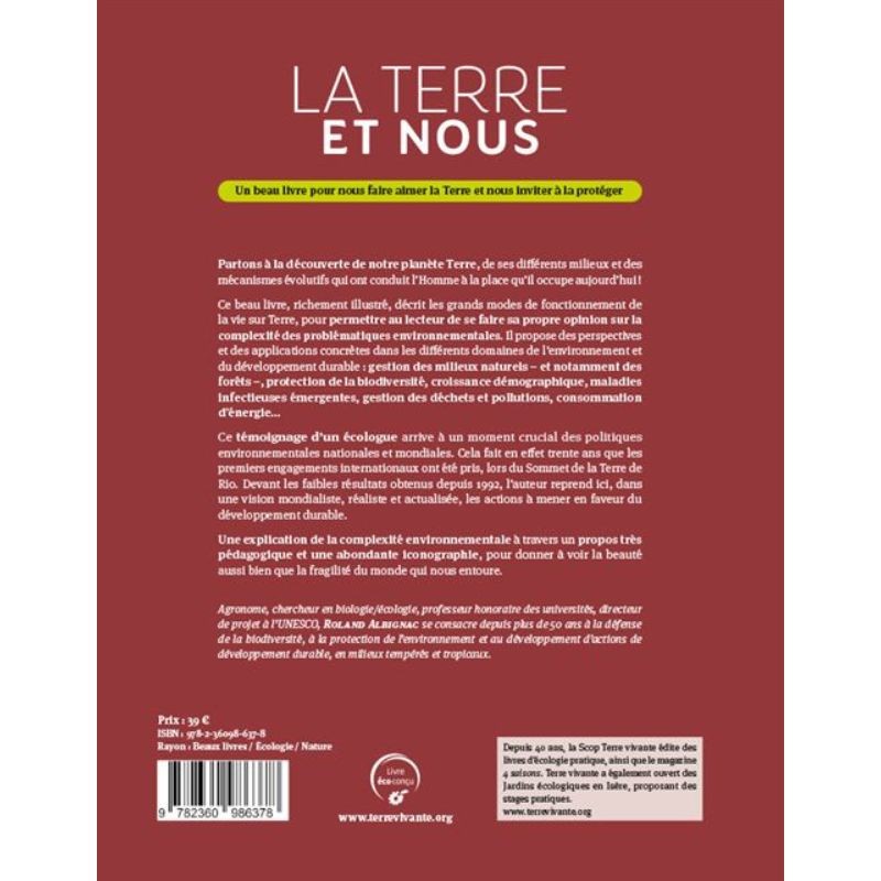 La terre et nous - Regards et perspectives d'un écologue La terre et nous - Regards et perspectives d'un écologue